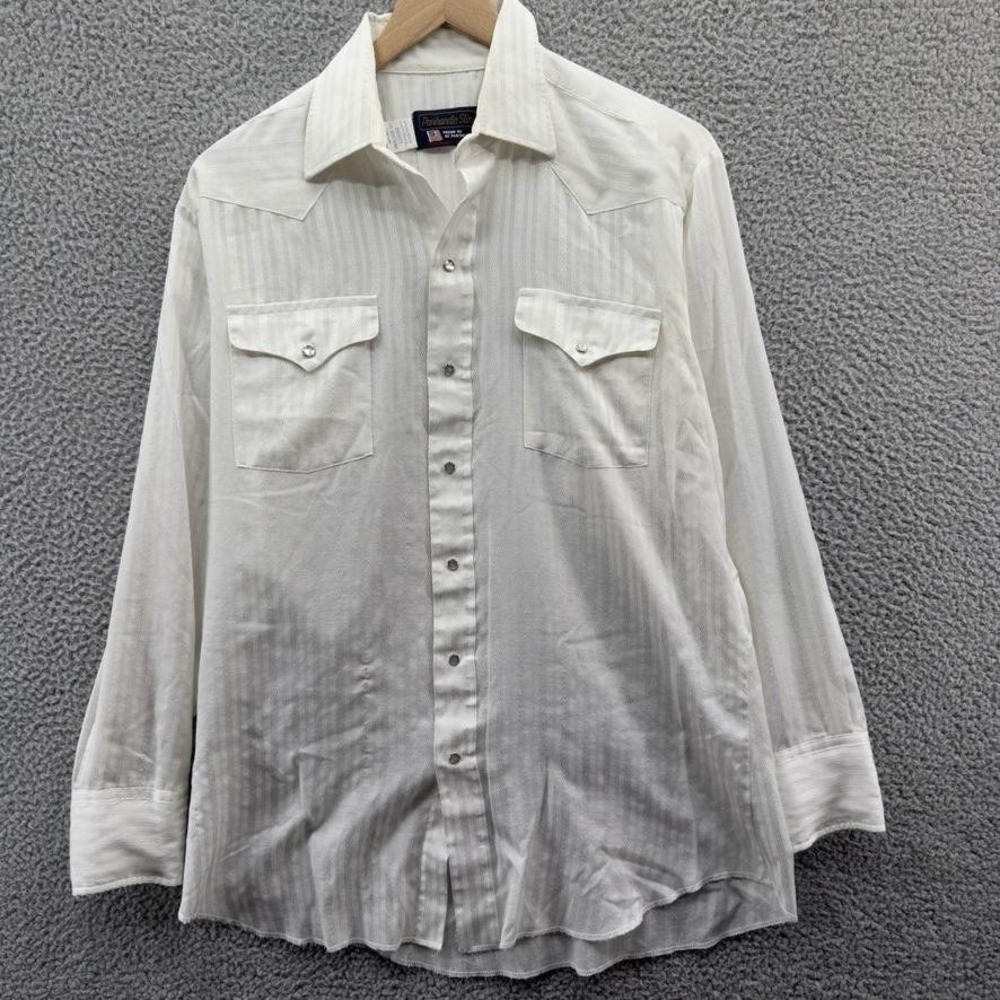 Panhandle Slim Western Shirt Mens 16-34 White Pearl Snap Jacquard Long Sleeve